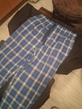 Fruit of the Loom Blue Plaid Men's Lounge Pants